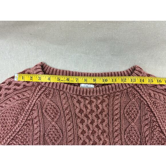 L.L.Bean Signature Cotton Fisherman Tunic Sweater L Rose Cable Knit - Picture 12 of 16